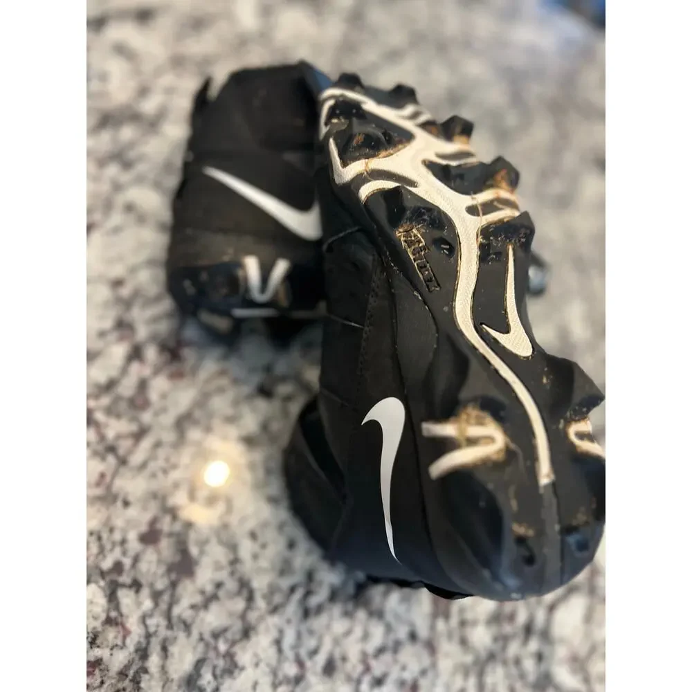 Nike Kids Black and White Strap Cleats Sneakers